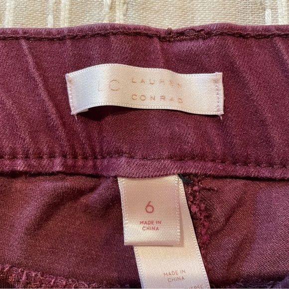LC Lauren Conrad Burgundy Maroon Mid Rise Pull On Stretchy Skinny Jeans 6 - Picture 5 of 10